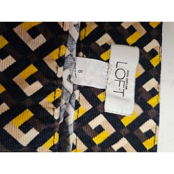 Loft Corduroy Skirt Size 8 Black retro print micro mini - Picture 3 of 5